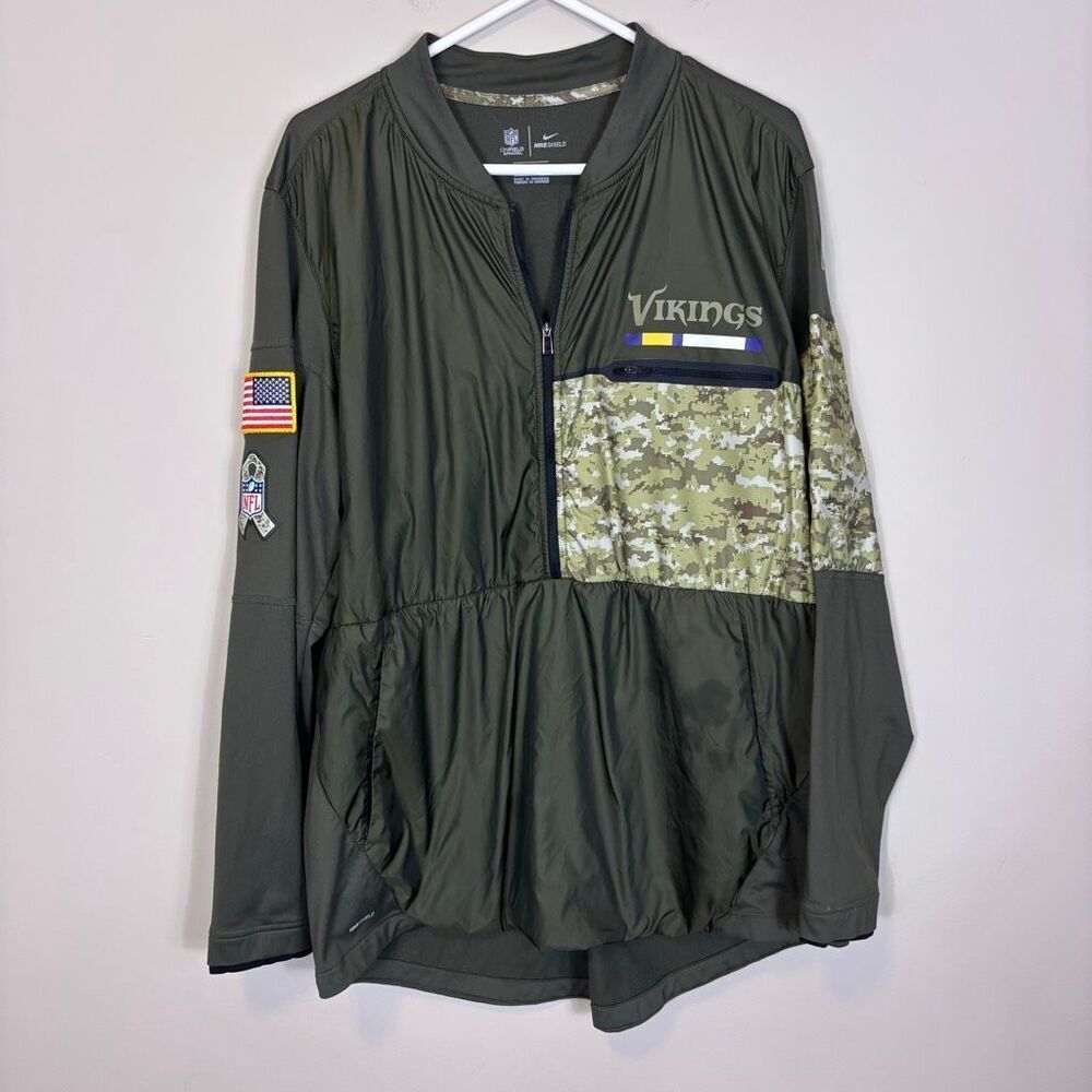 NFL Nike Minnesota Vikings Green Camo Half Zip USA Pullover Jacket XL